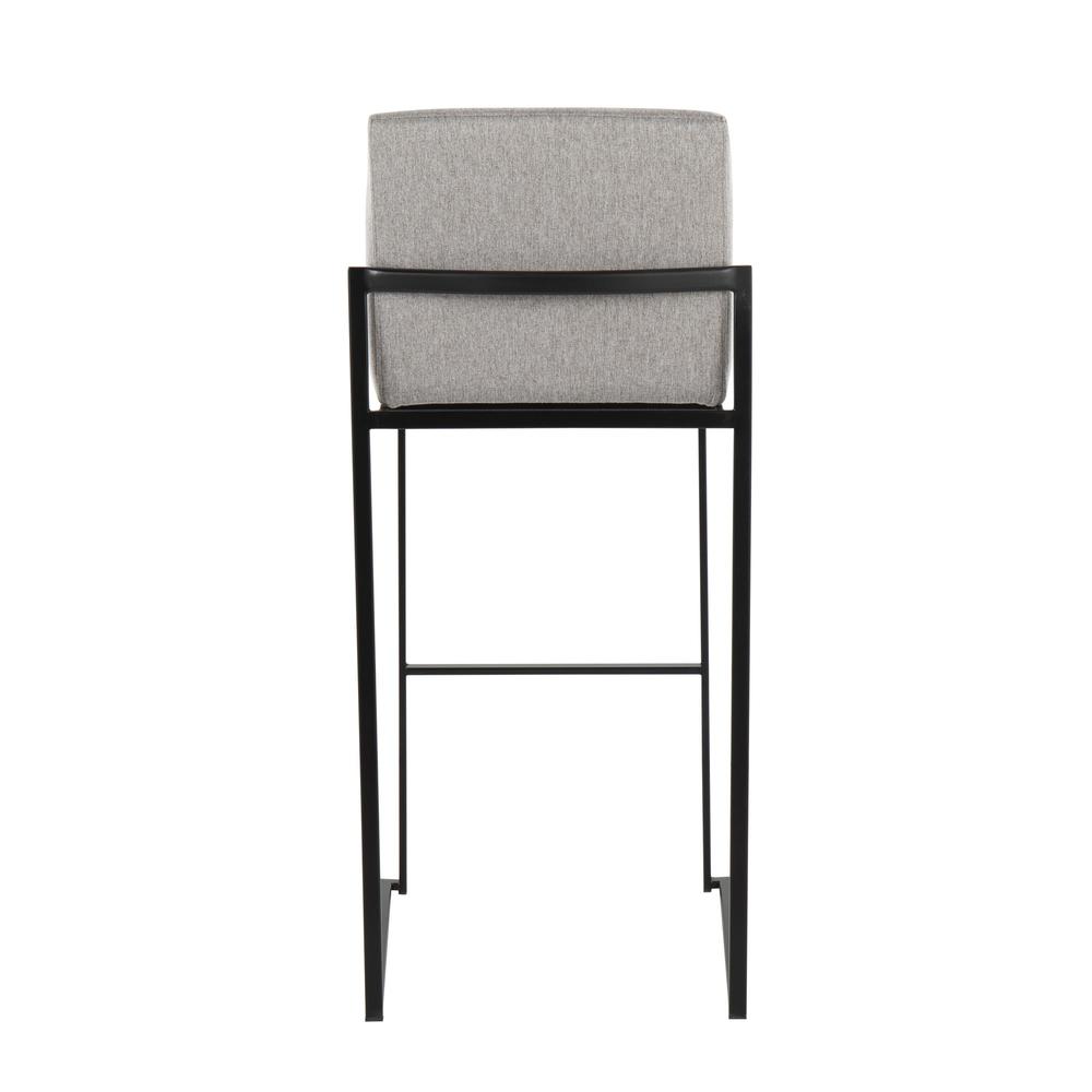 Black Steel, Grey Fabric Fuji High Back Barstool - Set of 2. Picture 5