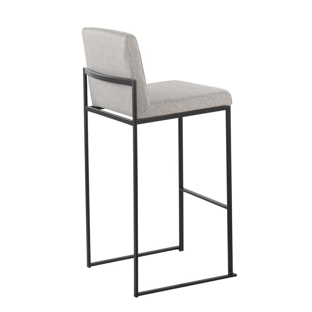 Black Steel, Grey Fabric Fuji High Back Barstool - Set of 2. Picture 4