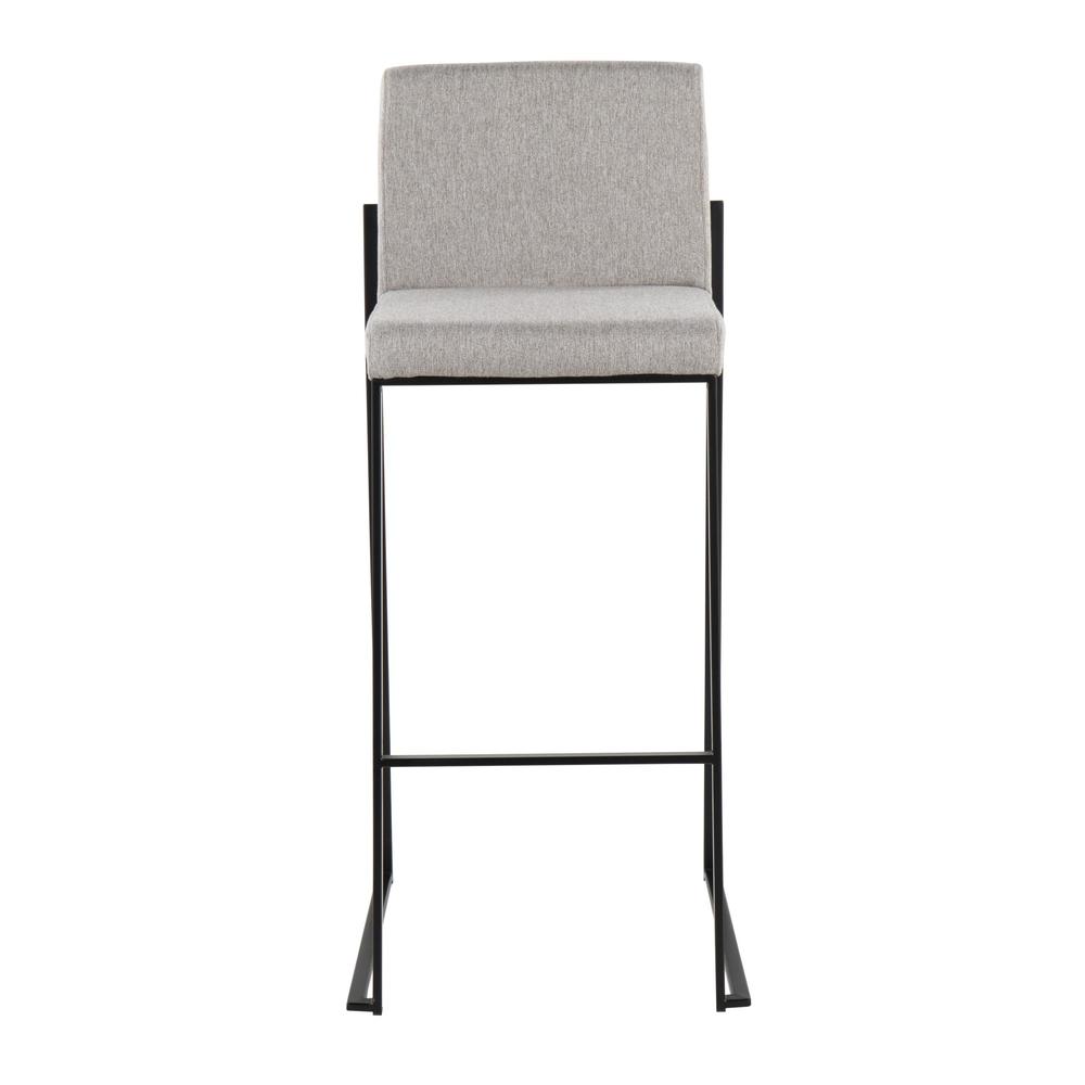 Black Steel, Grey Fabric Fuji High Back Barstool - Set of 2. Picture 6