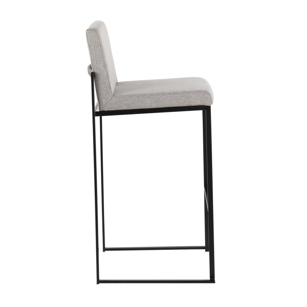 Black Steel, Grey Fabric Fuji High Back Barstool - Set of 2. Picture 3