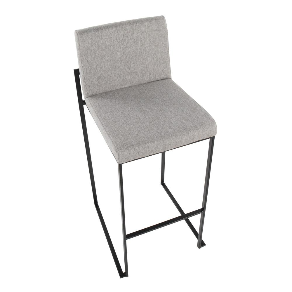 Black Steel, Grey Fabric Fuji High Back Barstool - Set of 2. Picture 7