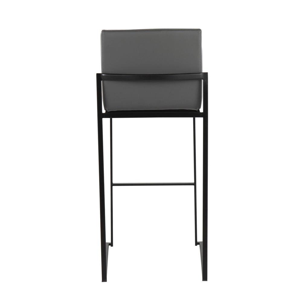 Black Steel, Grey PU Fuji High Back Barstool - Set of 2. Picture 5