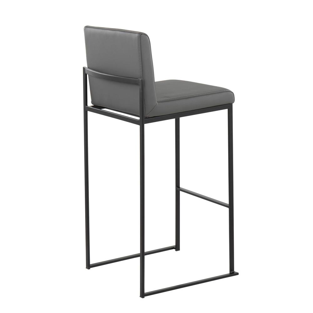 Black Steel, Grey PU Fuji High Back Barstool - Set of 2. Picture 4