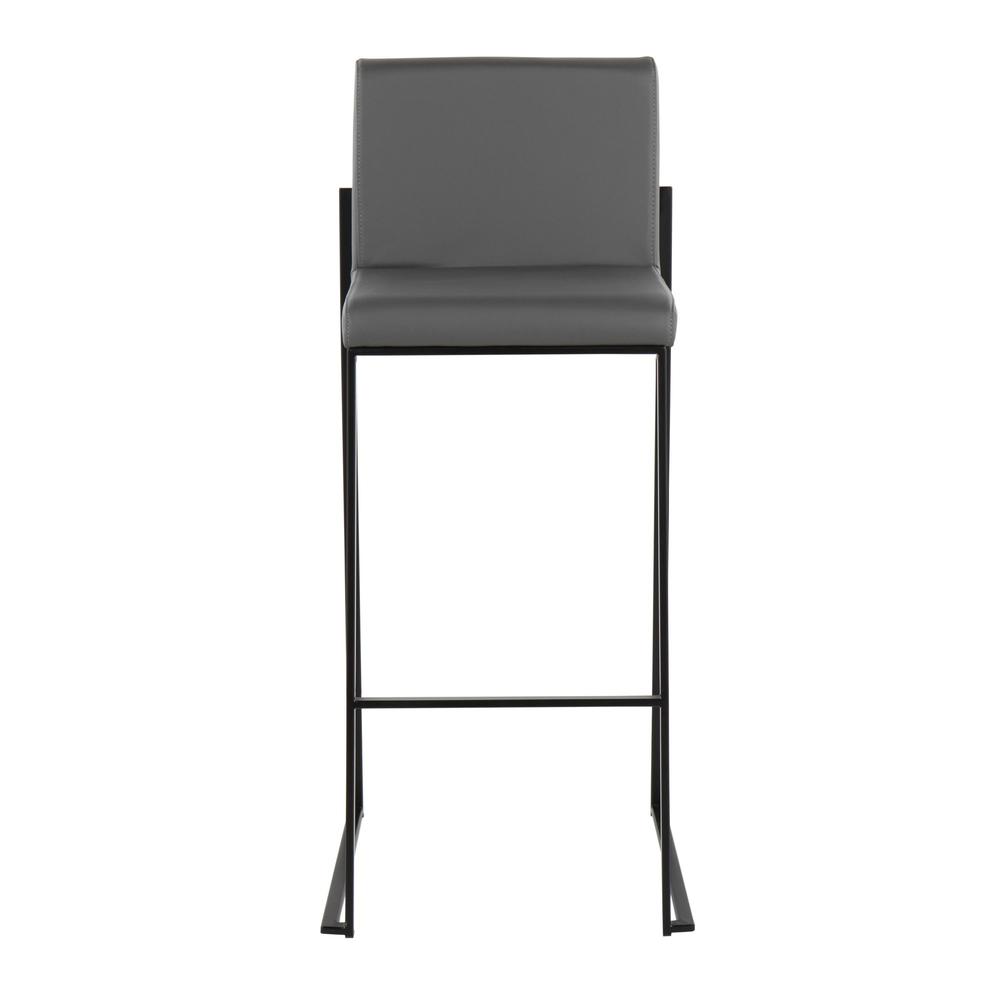 Black Steel, Grey PU Fuji High Back Barstool - Set of 2. Picture 6