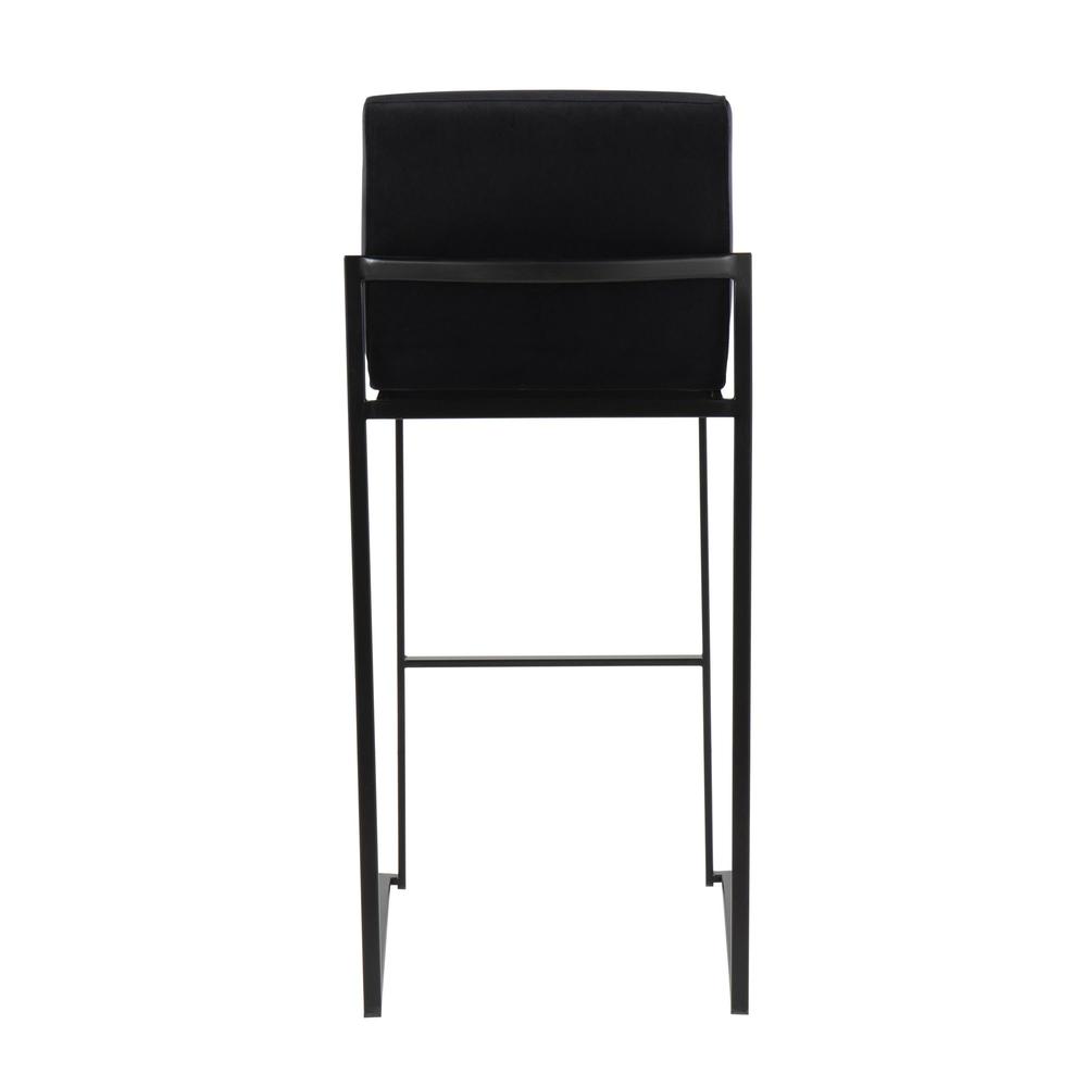 Black Steel, Black Velvet Fuji High Back Barstool - Set of 2. Picture 5