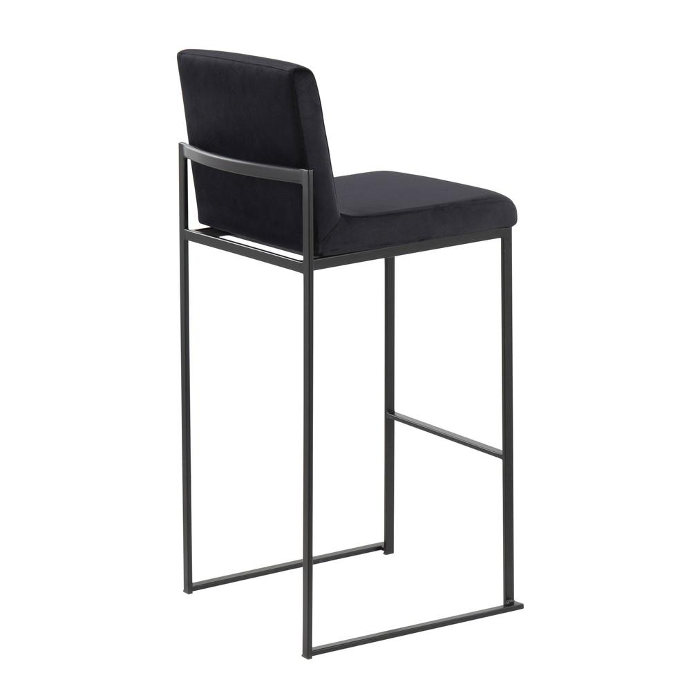 Black Steel, Black Velvet Fuji High Back Barstool - Set of 2. Picture 4