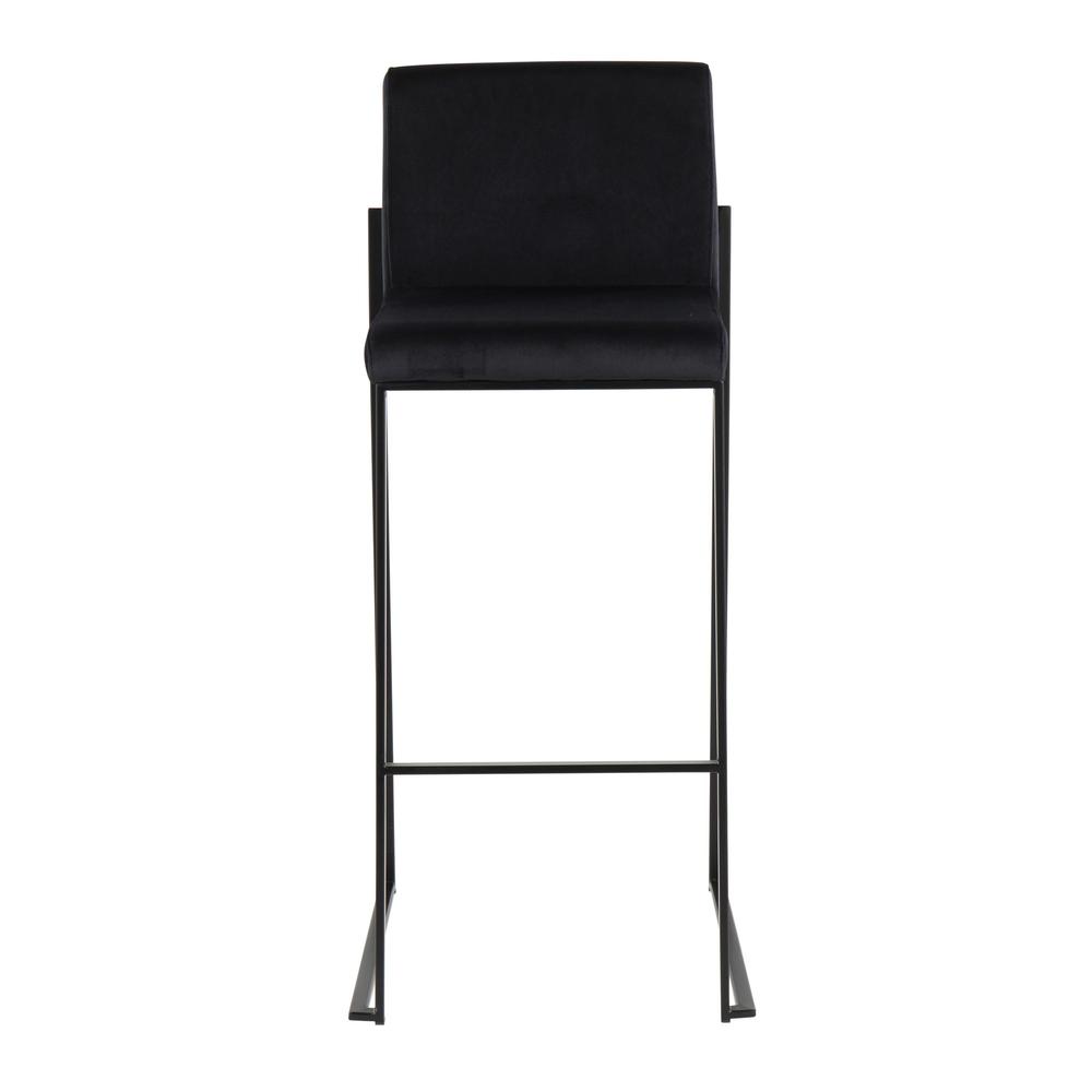 Black Steel, Black Velvet Fuji High Back Barstool - Set of 2. Picture 6