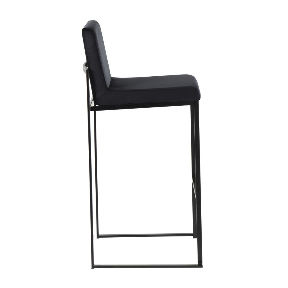 Black Steel, Black Velvet Fuji High Back Barstool - Set of 2. Picture 3