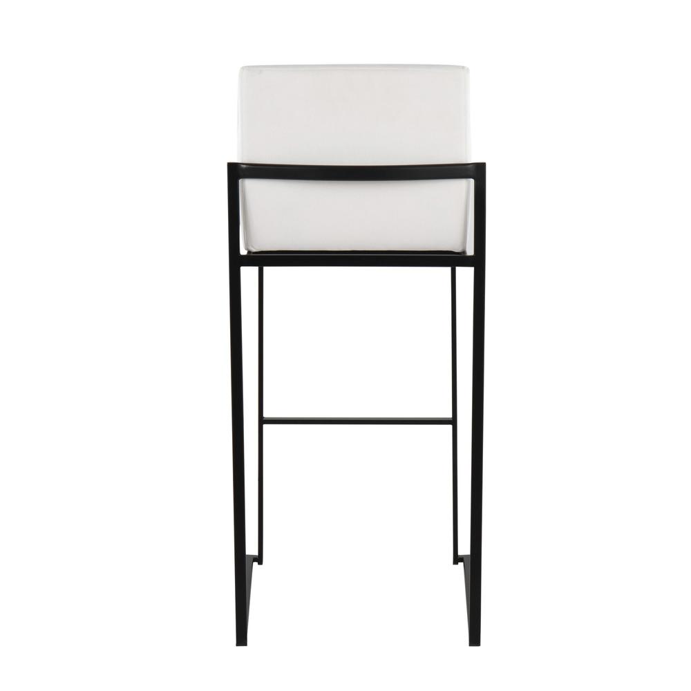 Black Steel, White Velvet Fuji High Back Barstool - Set of 2. Picture 5