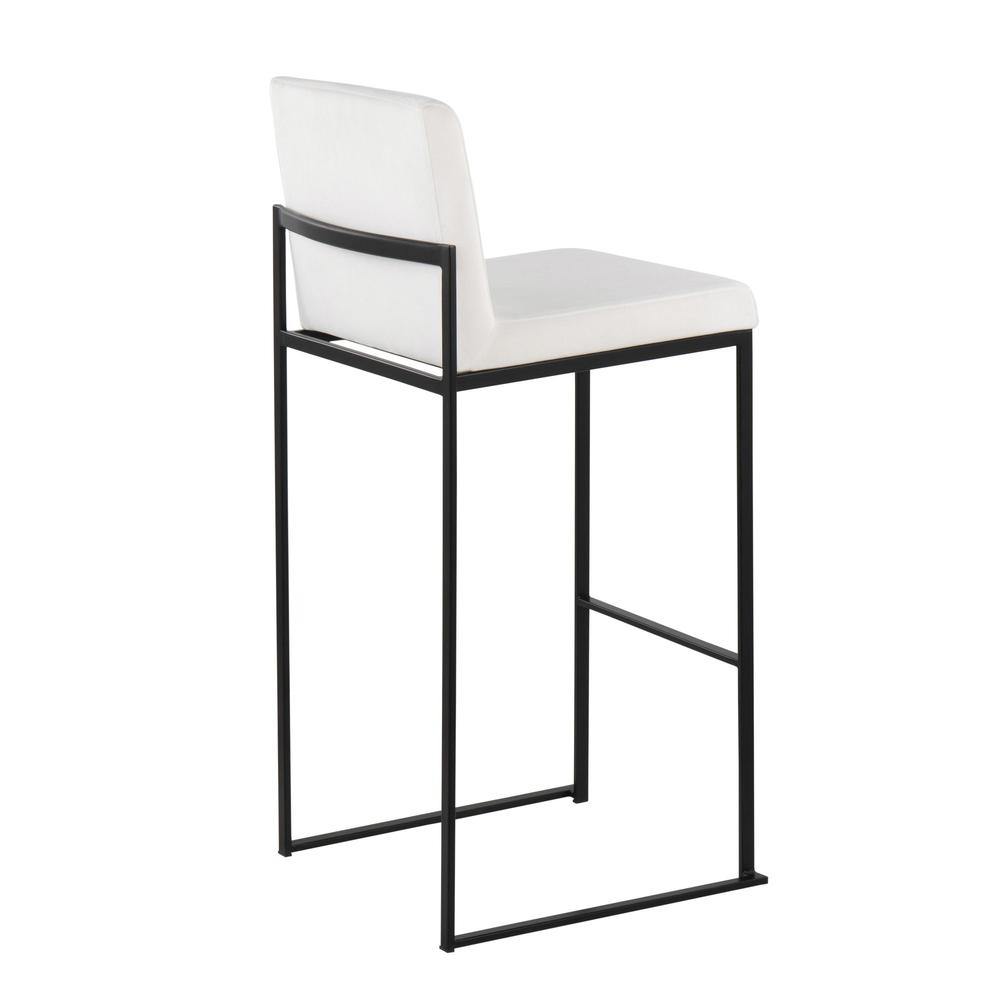 Black Steel, White Velvet Fuji High Back Barstool - Set of 2. Picture 4