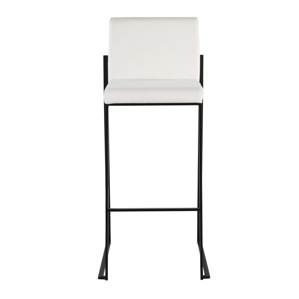 Black Steel, White Velvet Fuji High Back Barstool - Set of 2. Picture 6