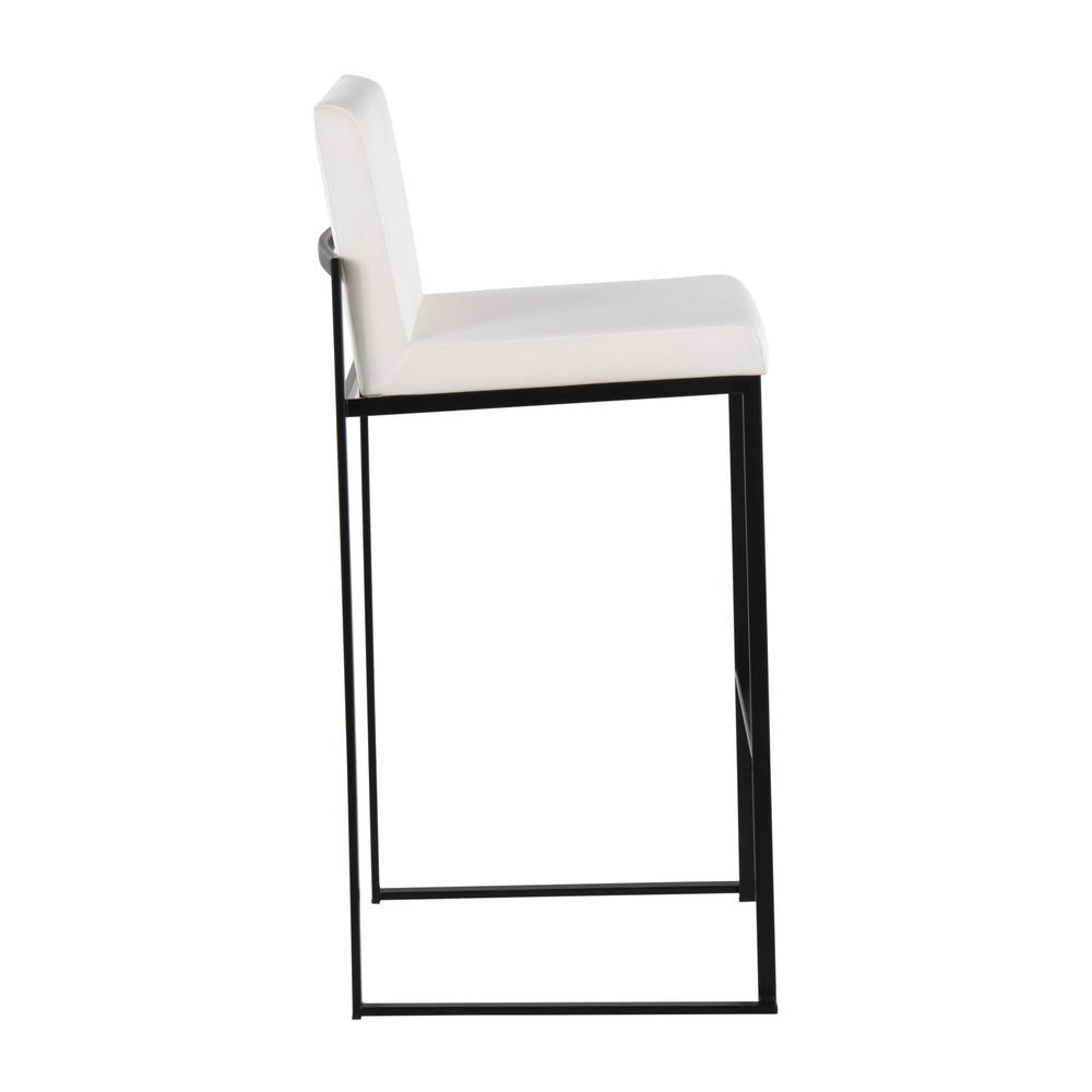 Black Steel, White Velvet Fuji High Back Barstool - Set of 2. Picture 3