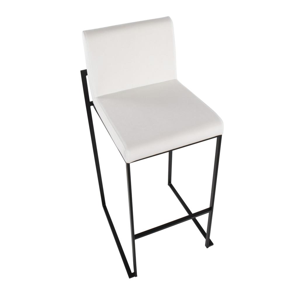 Black Steel, White Velvet Fuji High Back Barstool - Set of 2. Picture 7