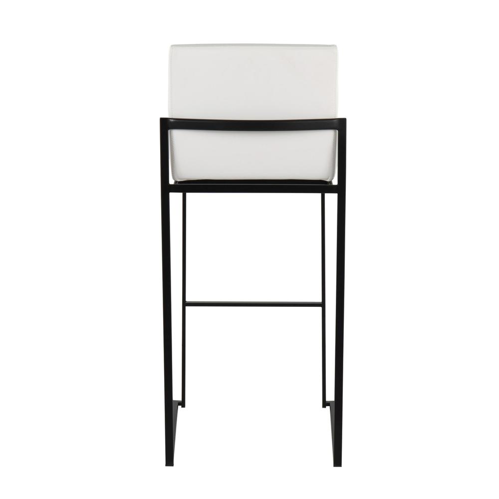 Black Steel, White PU Fuji High Back Barstool - Set of 2. Picture 5