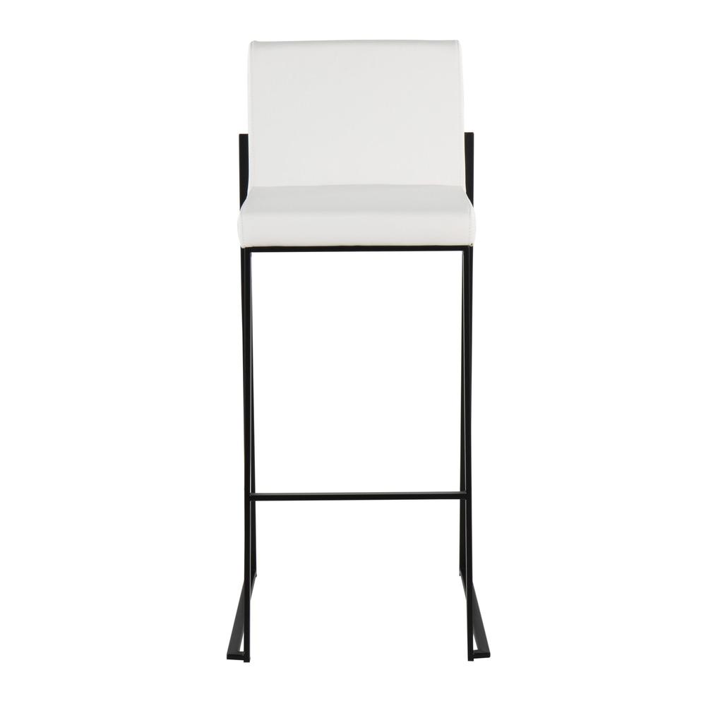 Black Steel, White PU Fuji High Back Barstool - Set of 2. Picture 6