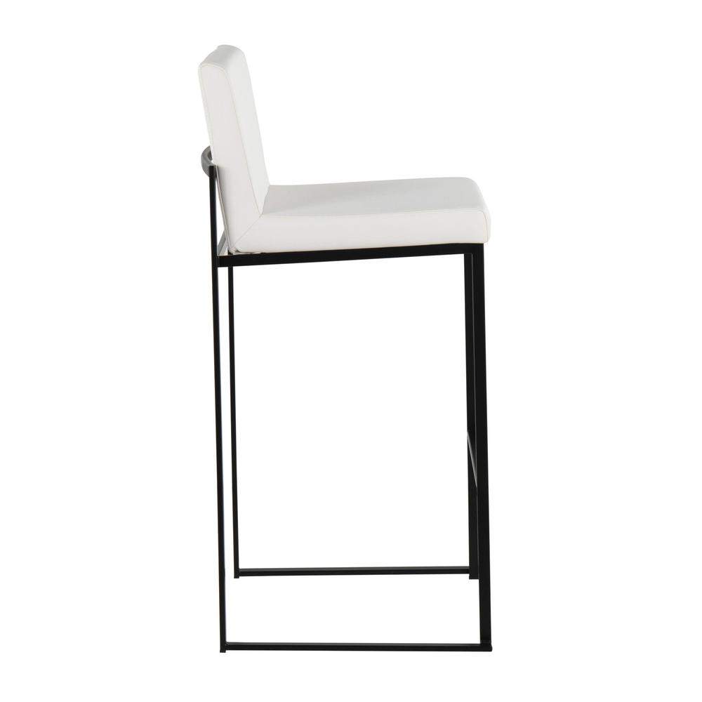 Black Steel, White PU Fuji High Back Barstool - Set of 2. Picture 3