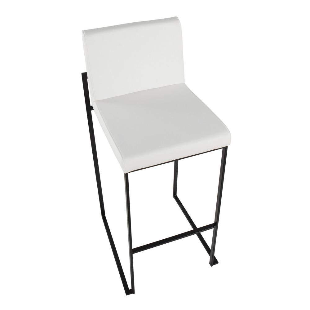 Black Steel, White PU Fuji High Back Barstool - Set of 2. Picture 7