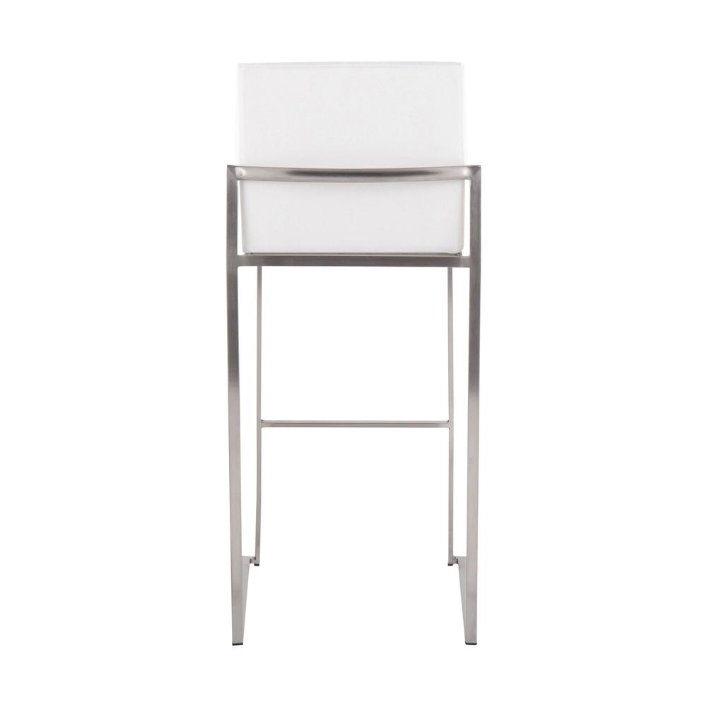Stainless Steel, White Velvet Fuji High Back Barstool - Set of 2. Picture 5