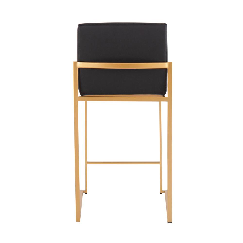 Gold Steel, Black PU Fuji High Back Counter Stool - Set of 2. Picture 5