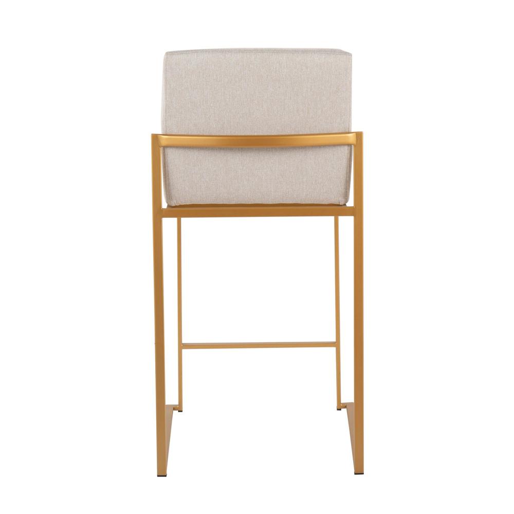 Gold Steel, Beige Fabric Fuji High Back Counter Stool - Set of 2. Picture 5