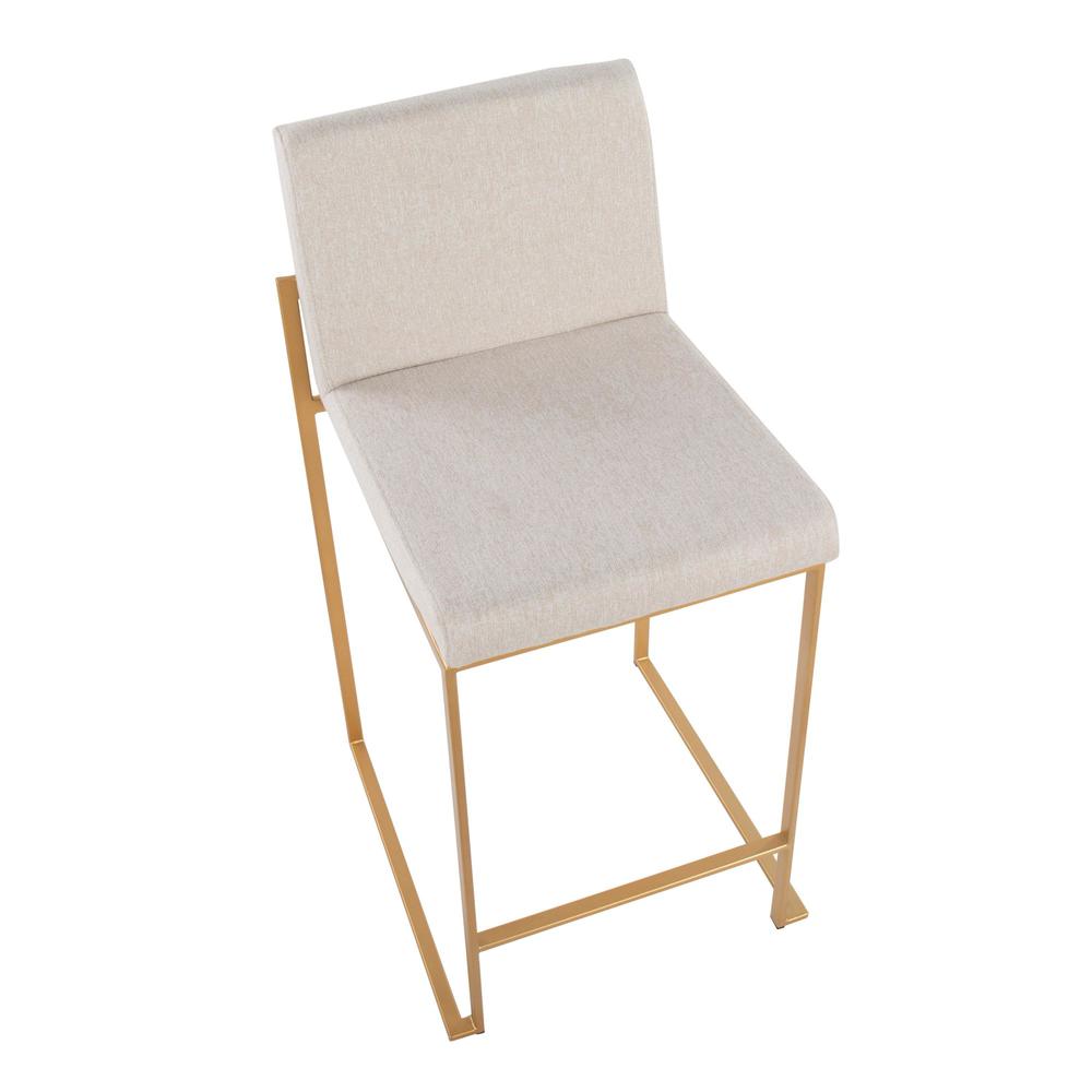 Gold Steel, Beige Fabric Fuji High Back Counter Stool - Set of 2. Picture 7