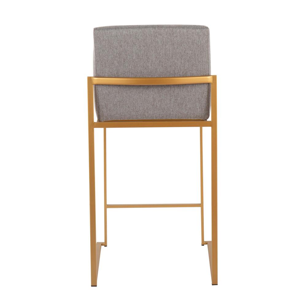 Gold Steel, Grey Fabric Fuji High Back Counter Stool - Set of 2. Picture 5