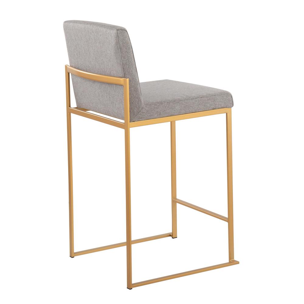 Gold Steel, Grey Fabric Fuji High Back Counter Stool - Set of 2. Picture 4