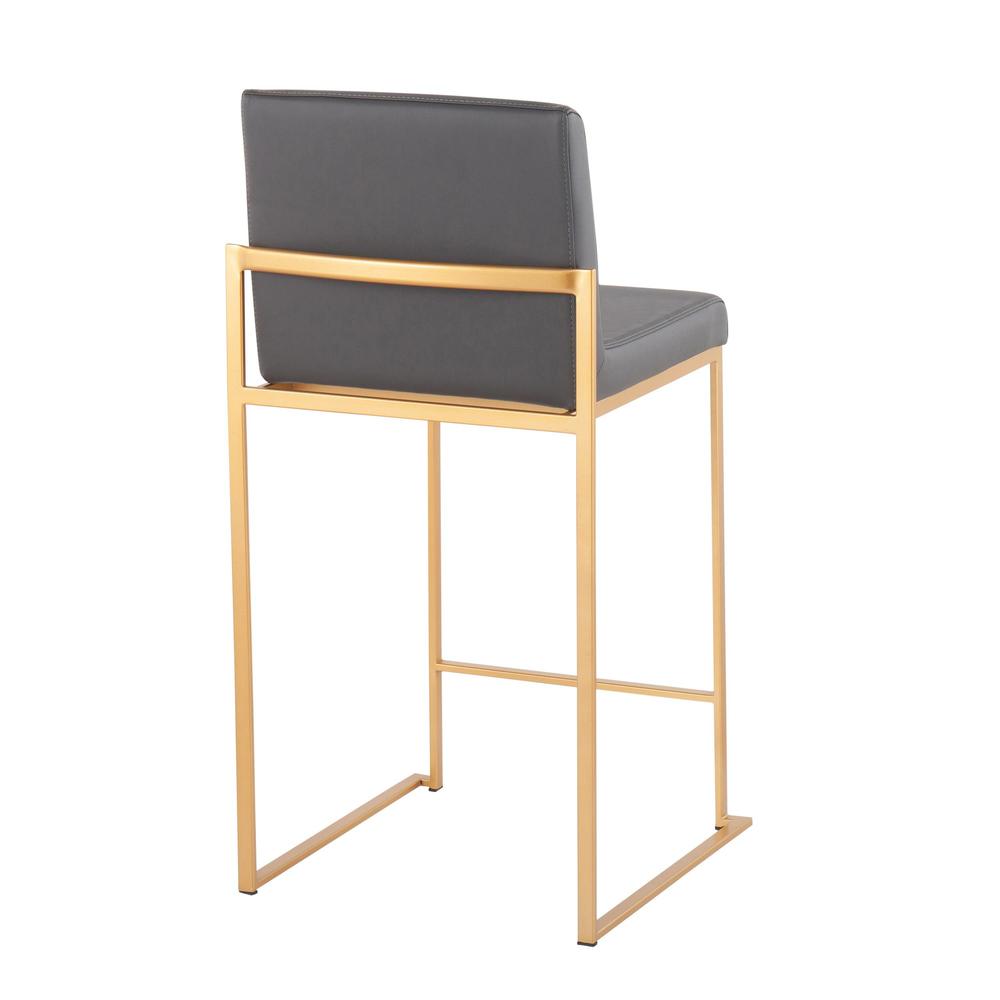 Gold Steel, Grey PU Fuji High Back Counter Stool - Set of 2. Picture 4