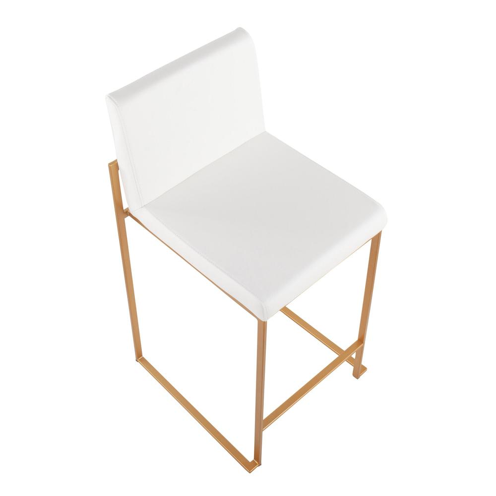 Gold Steel, White PU Fuji High Back Counter Stool - Set of 2. Picture 7