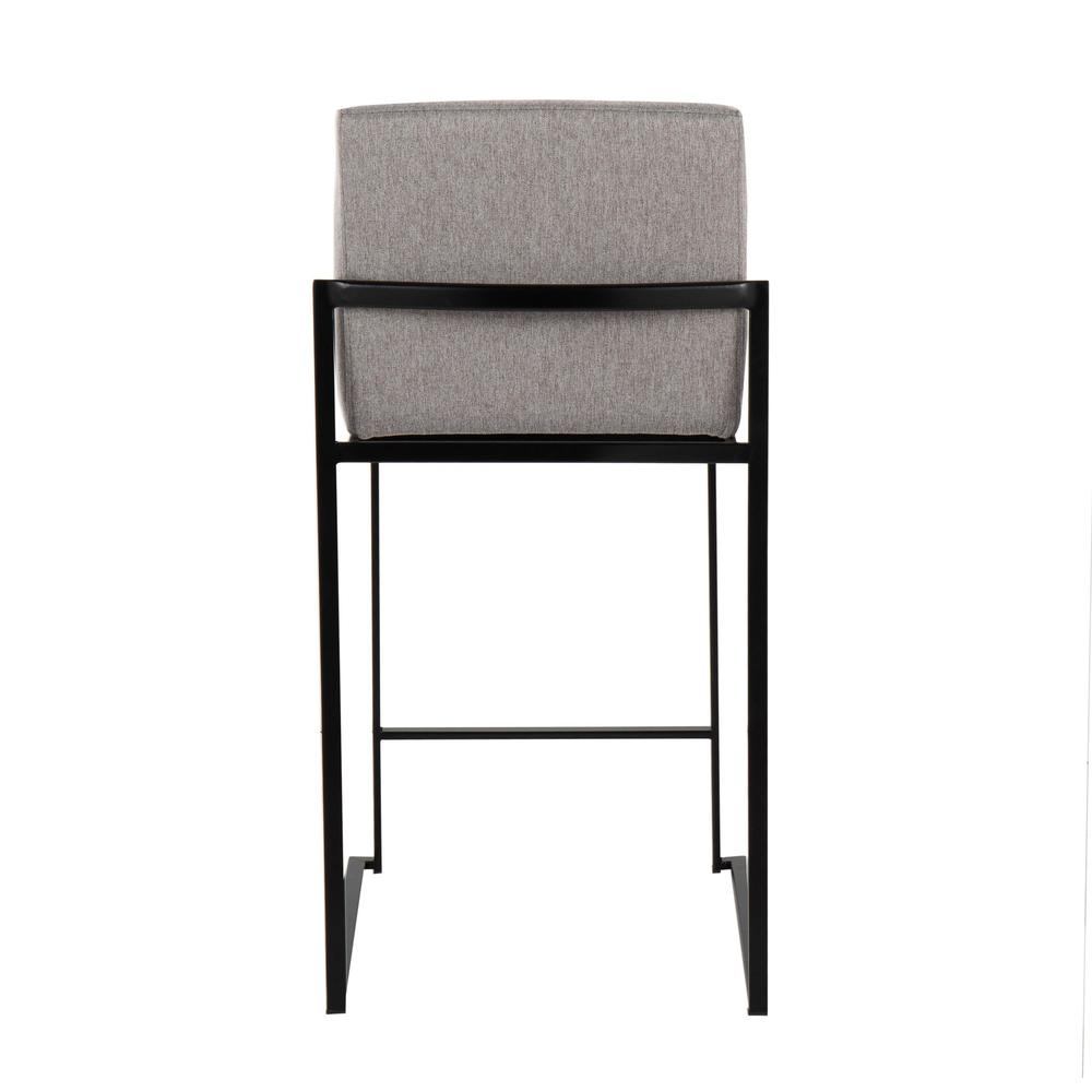 Black Steel, Grey Fabric Fuji High Back Counter Stool - Set of 2. Picture 5