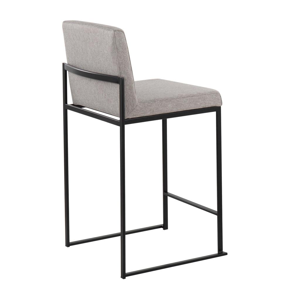 Black Steel, Grey Fabric Fuji High Back Counter Stool - Set of 2. Picture 4