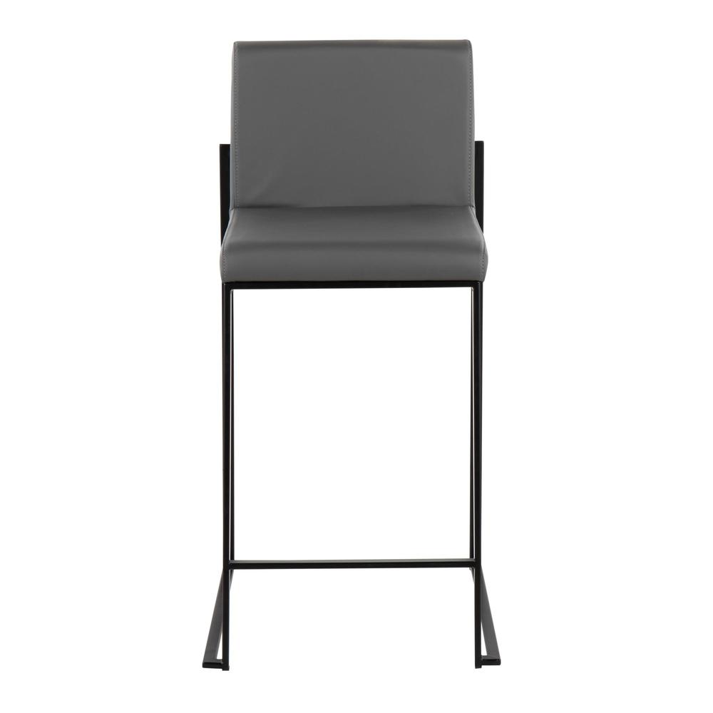 Black Steel, Grey PU Fuji High Back Counter Stool - Set of 2. Picture 6