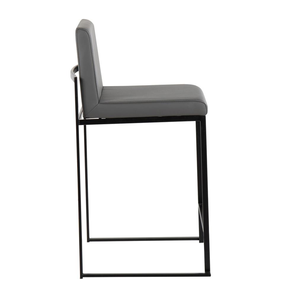 Black Steel, Grey PU Fuji High Back Counter Stool - Set of 2. Picture 3