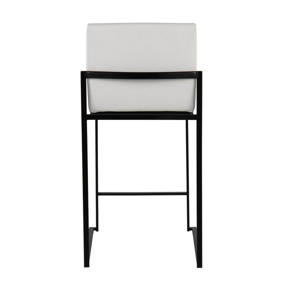 Black Steel, White PU Fuji High Back Counter Stool - Set of 2. Picture 5