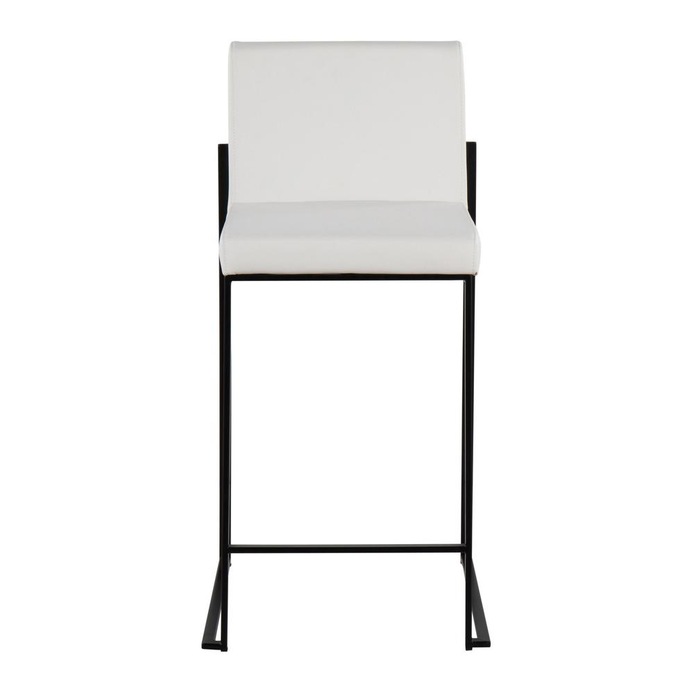 Black Steel, White PU Fuji High Back Counter Stool - Set of 2. Picture 6