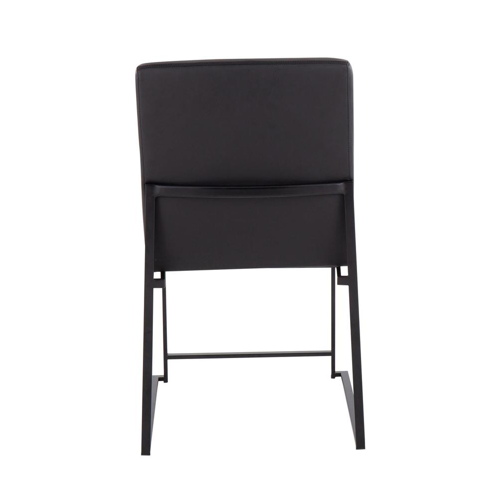 Black Steel, Black PU High Back Fuji Dining Chair - Set of 2. Picture 5