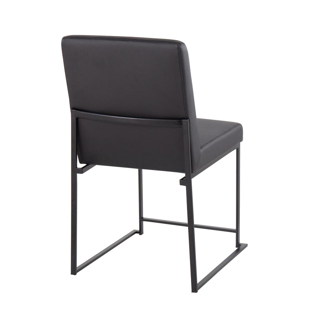 Black Steel, Black PU High Back Fuji Dining Chair - Set of 2. Picture 4