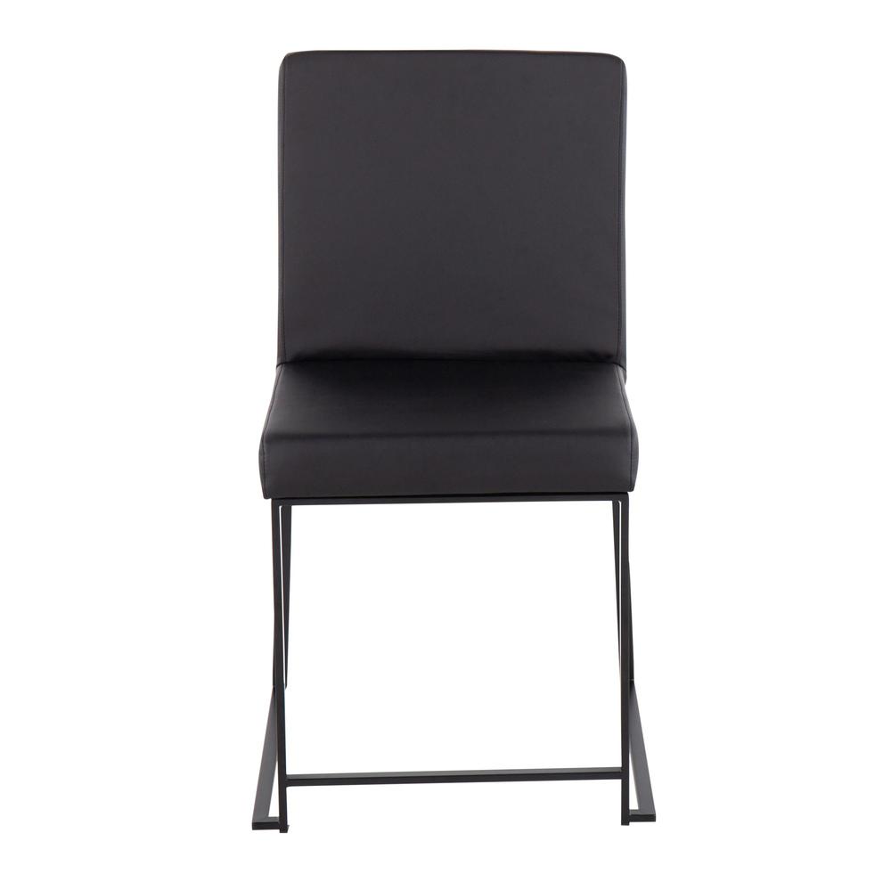 Black Steel, Black PU High Back Fuji Dining Chair - Set of 2. Picture 6