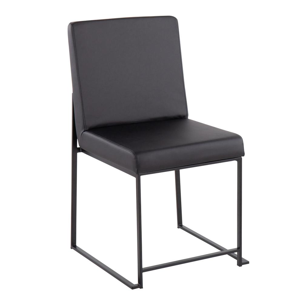 Black Steel, Black PU High Back Fuji Dining Chair - Set of 2. Picture 2