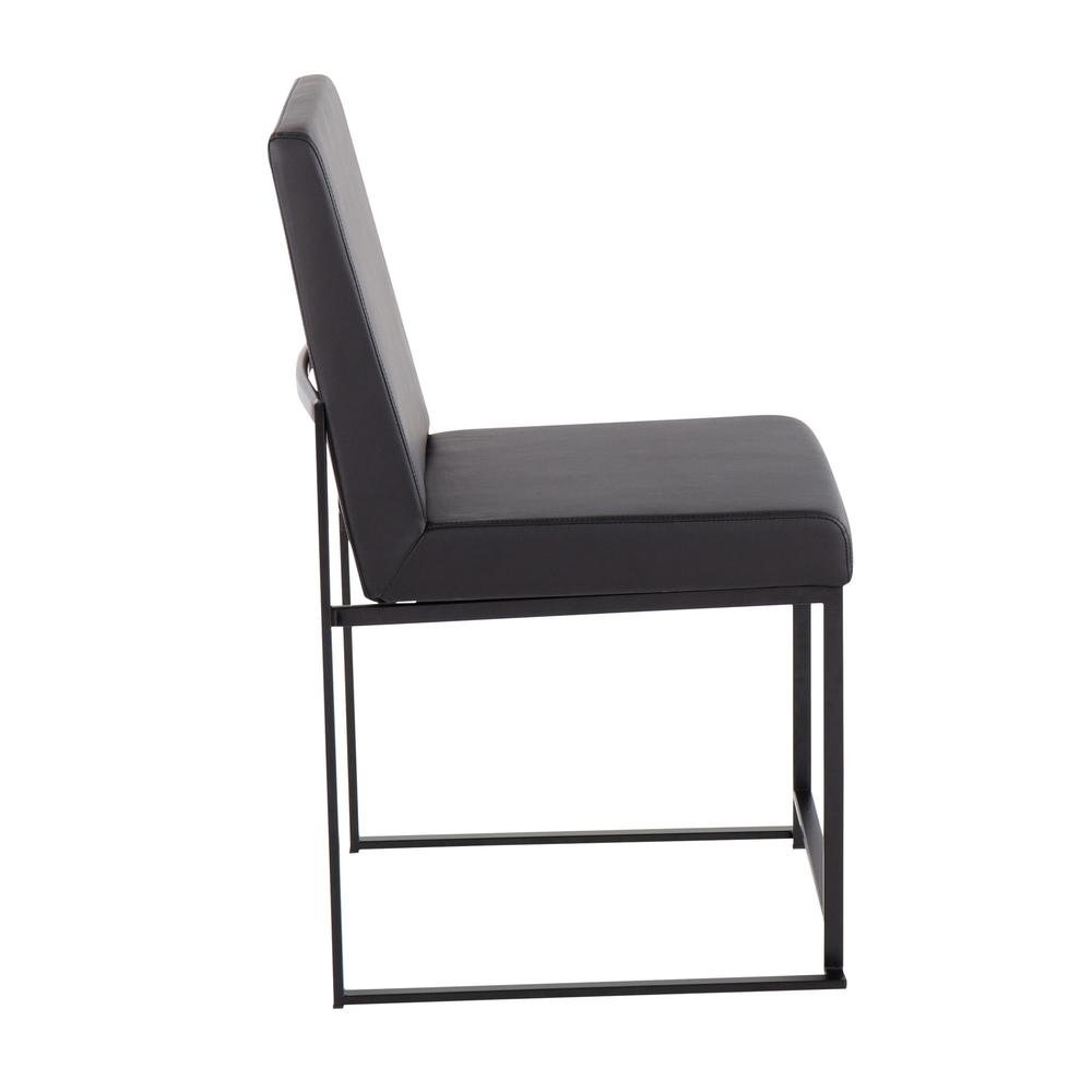 Black Steel, Black PU High Back Fuji Dining Chair - Set of 2. Picture 3