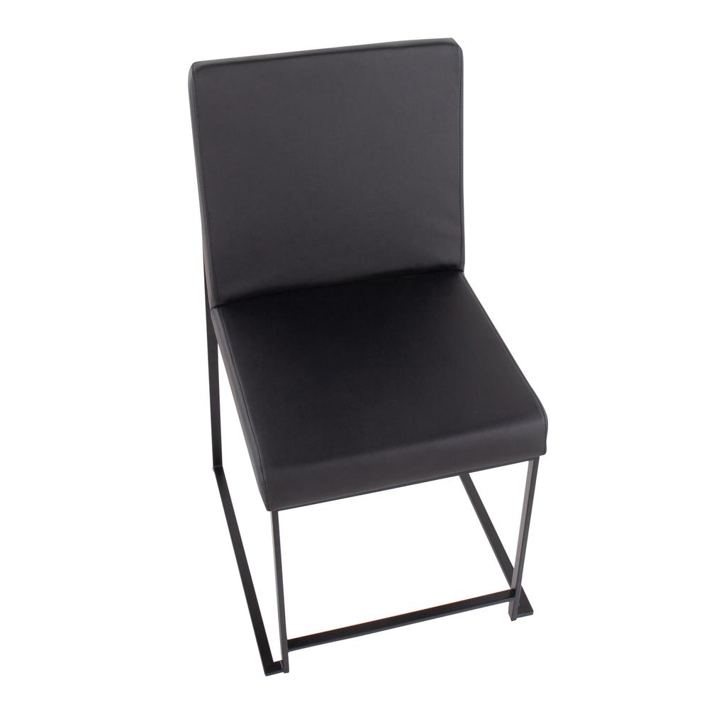 Black Steel, Black PU High Back Fuji Dining Chair - Set of 2. Picture 7