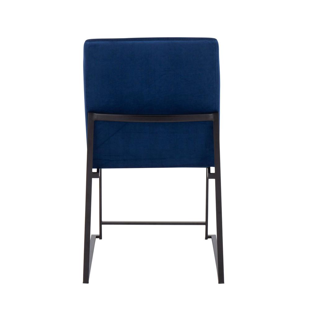 Black Steel, Blue Velvet High Back Fuji Dining Chair - Set of 2. Picture 5