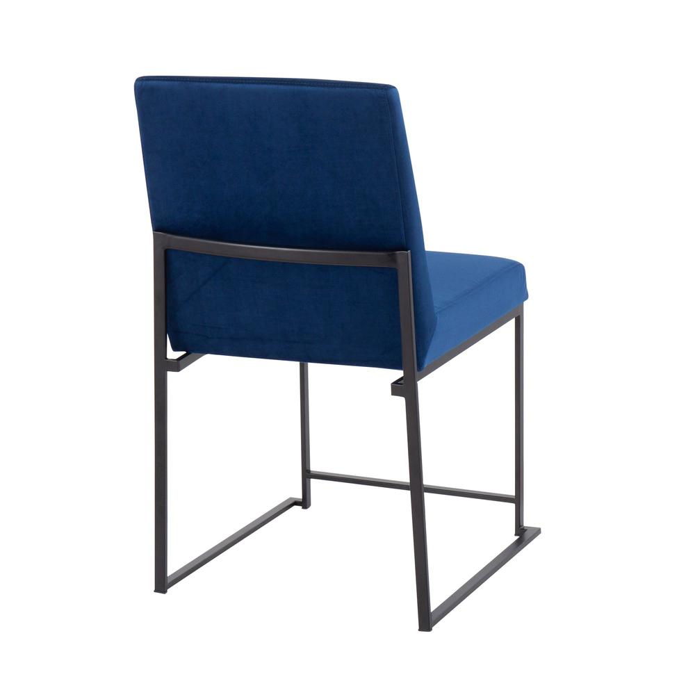 Black Steel, Blue Velvet High Back Fuji Dining Chair - Set of 2. Picture 4