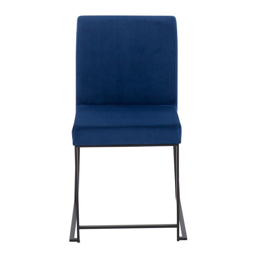 Black Steel, Blue Velvet High Back Fuji Dining Chair - Set of 2. Picture 6