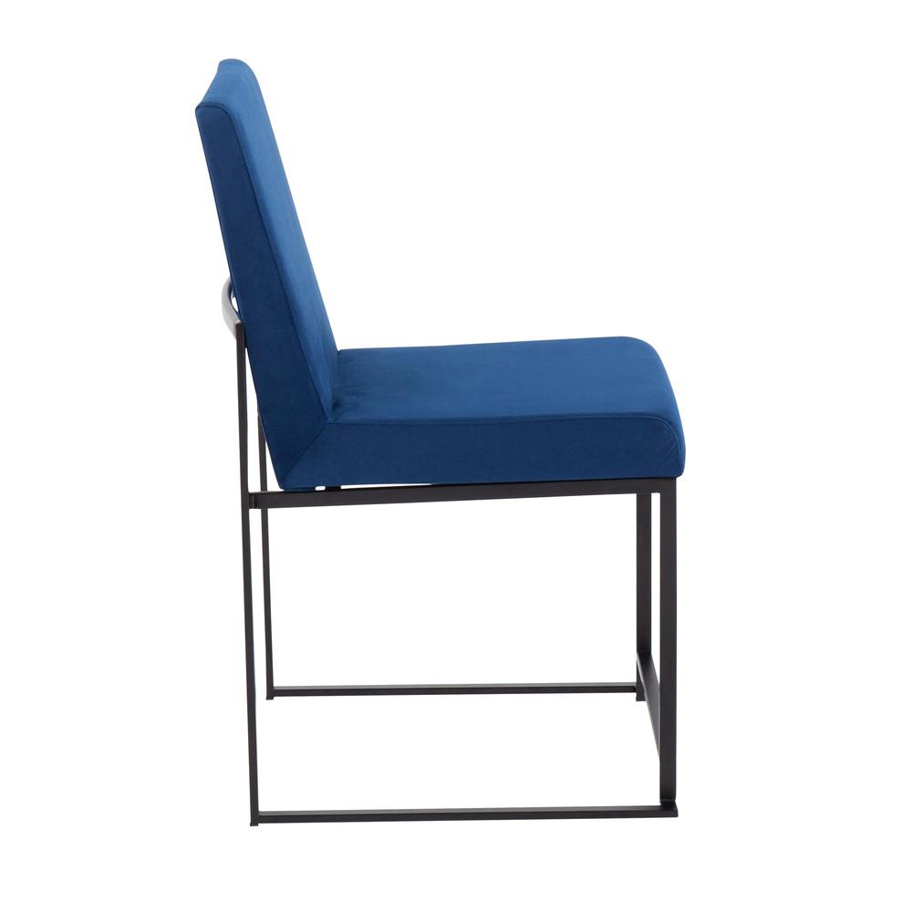 Black Steel, Blue Velvet High Back Fuji Dining Chair - Set of 2. Picture 3
