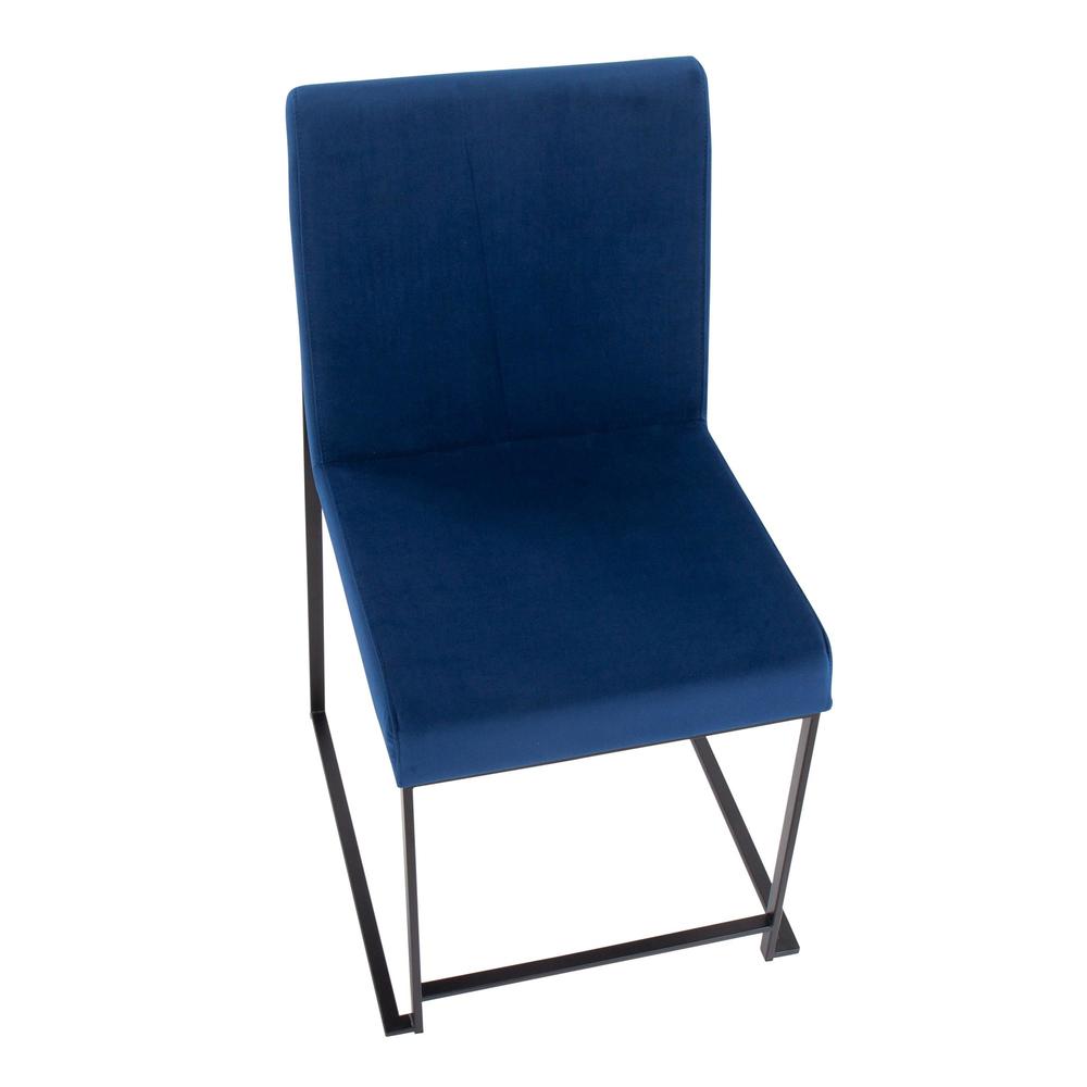 Black Steel, Blue Velvet High Back Fuji Dining Chair - Set of 2. Picture 7