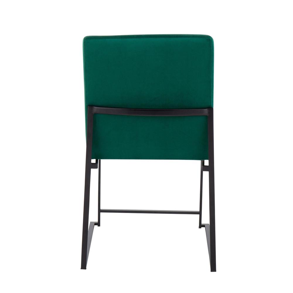 Black Steel, Green Velvet High Back Fuji Dining Chair - Set of 2. Picture 5