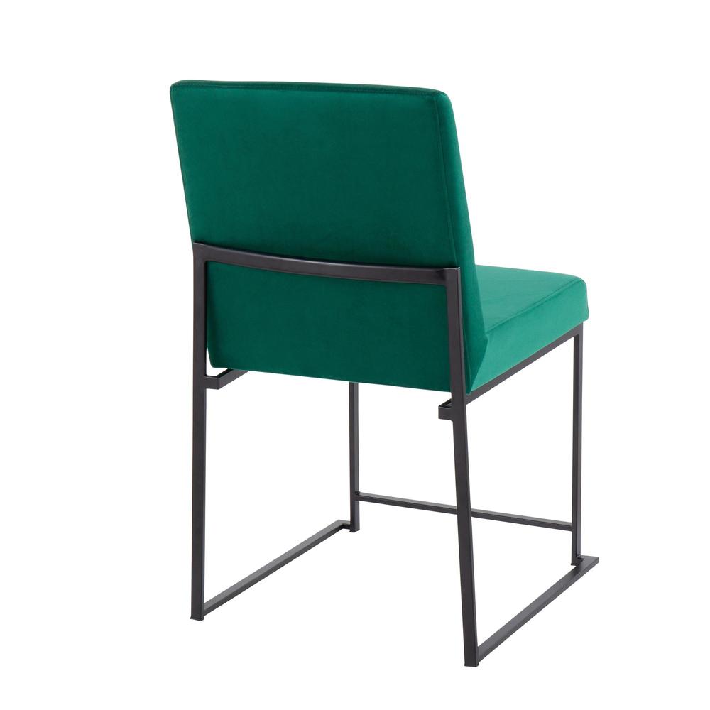 Black Steel, Green Velvet High Back Fuji Dining Chair - Set of 2. Picture 4