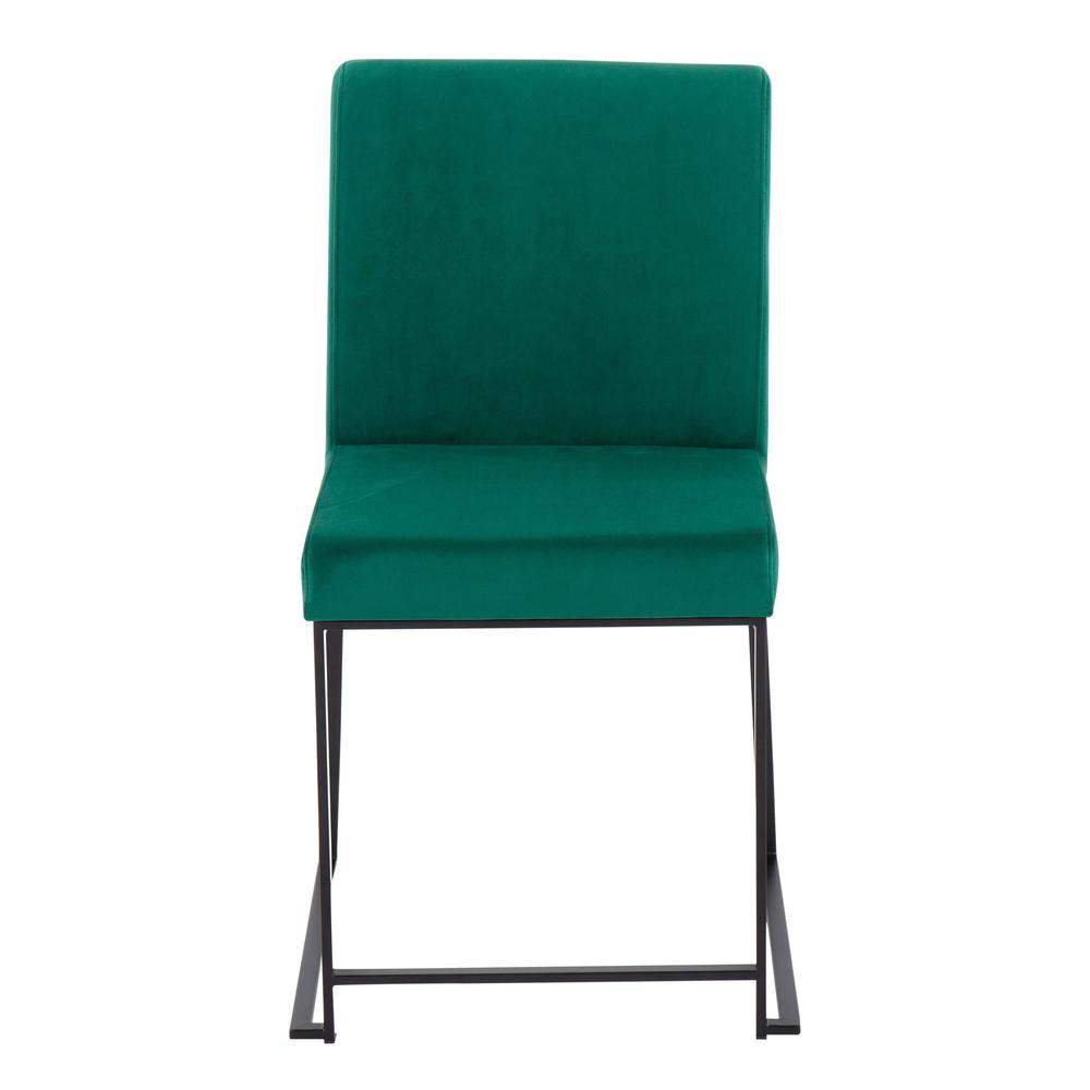 Black Steel, Green Velvet High Back Fuji Dining Chair - Set of 2. Picture 6