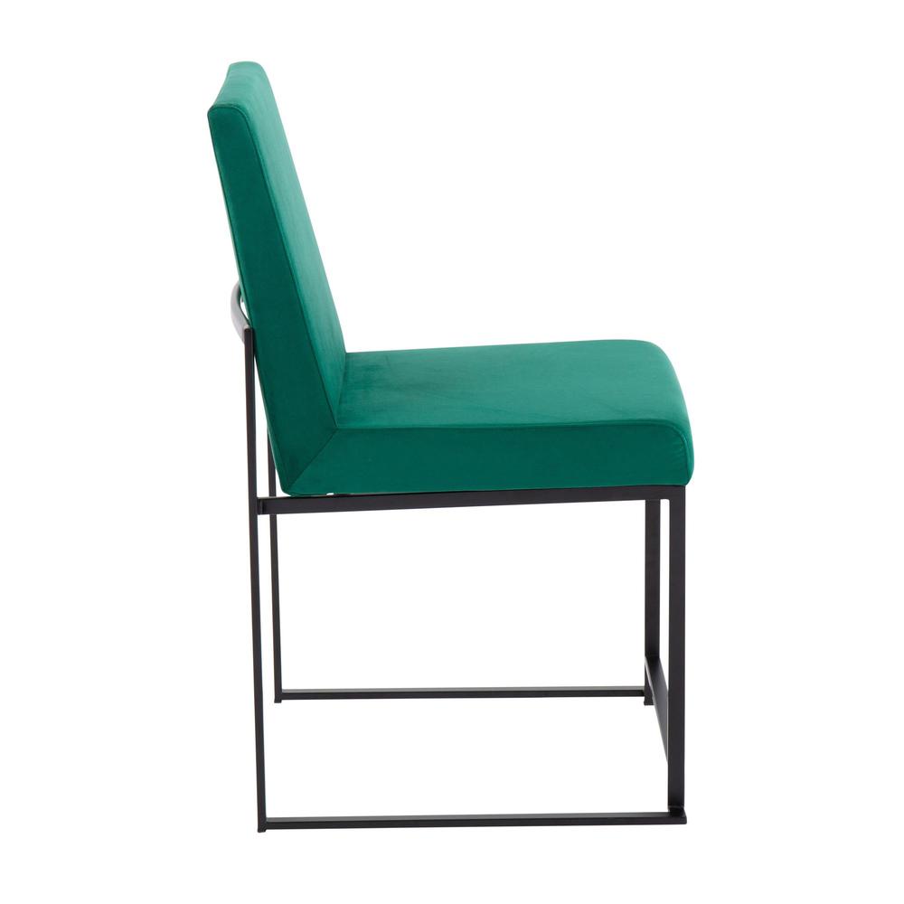 Black Steel, Green Velvet High Back Fuji Dining Chair - Set of 2. Picture 3